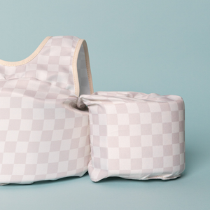 dripfloats Neutral Checkered Kids Float Vest 25-50 lbs 2+