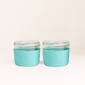 Silicone sleeve for cups, 2 pack, designed for baby drinkware, shown at angle 8 for easy viewing.