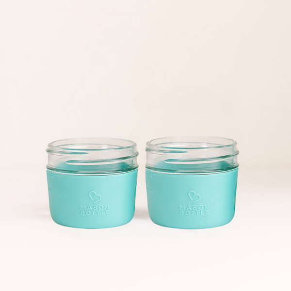 Silicone sleeve for cups, 2 pack, designed for baby drinkware, shown at angle 8 for easy viewing.