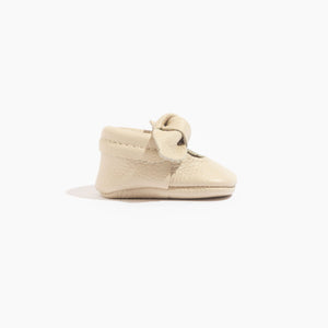 Newborn Birch Knotted Bow Baby Shoe in angle view, perfect for stylish infant footwear.