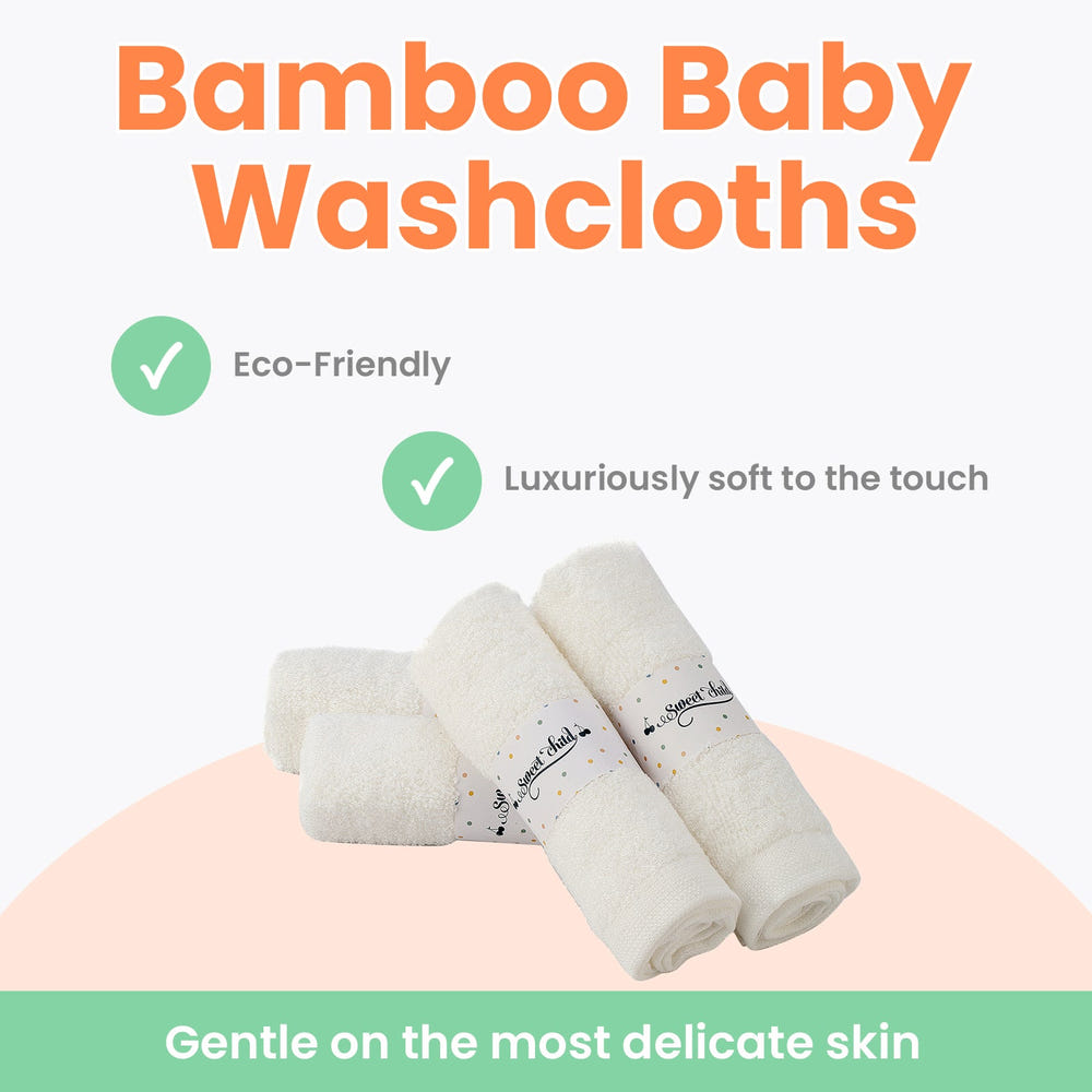 Bamboo baby wash cloths for gentle skincare, eco-friendly and soft for delicate baby skin.