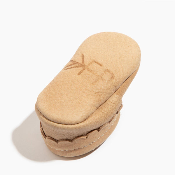 Newborn weathered brown Mary Jane baby shoe, angle 4, perfect for stylish infant footwear.