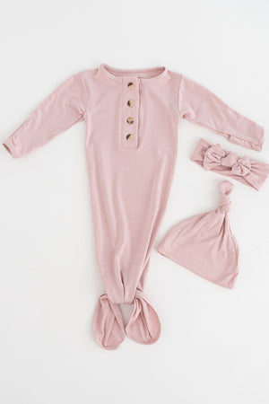 Baby Gowns, Newborn Gowns, Infant Gowns - Newborn Girl Clothes - Dusty Rose