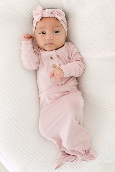 Baby Gowns, Newborn Gowns, Infant Gowns - Newborn Girl Clothes - Dusty Rose - MOOGCO Baby