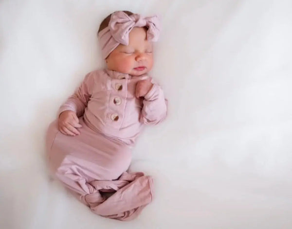 Baby Gowns, Newborn Gowns, Infant Gowns - Newborn Girl Clothes - Dusty Rose - MOOGCO Baby