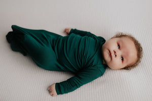 Forest Green Knotted Newborn Baby Gown