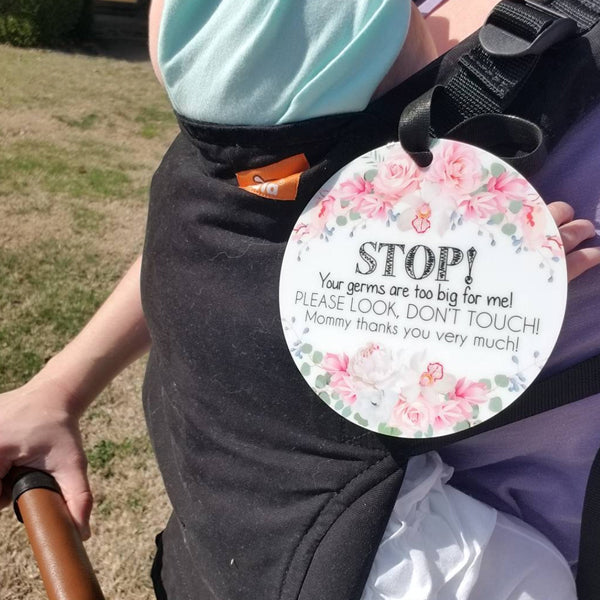 Flower No Touching Baby Car Seat Sign Tag