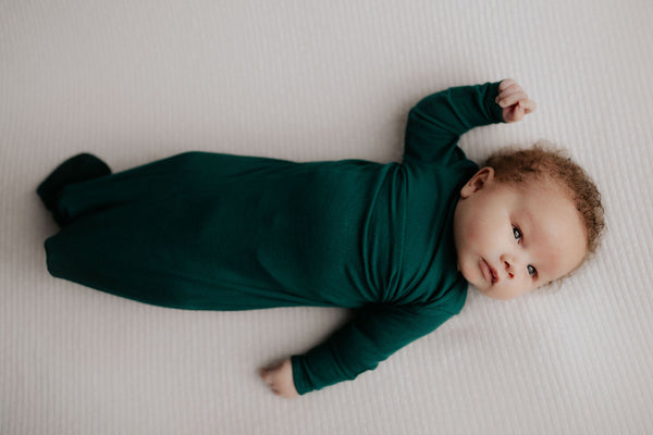 Forest Green Knotted Newborn Baby Gown