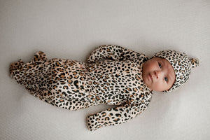 Leopard Knotted Newborn Baby Gown