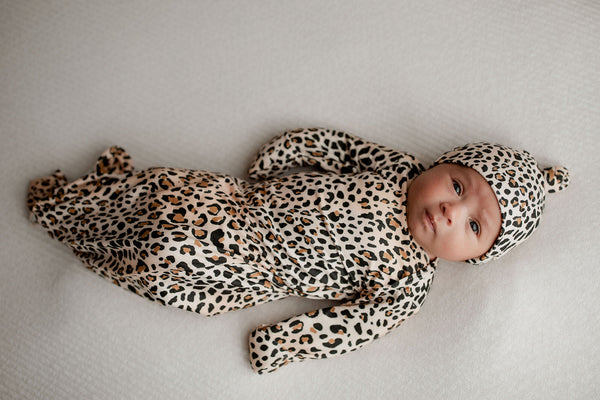 Leopard Knotted Newborn Baby Gown