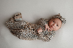 Leopard Knotted Newborn Baby Gown