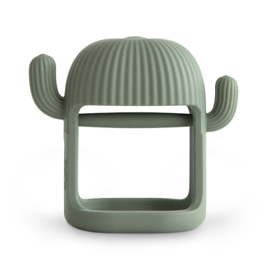 No-Drop Cactus Teether in Dried Thyme color, perfect for soothing baby's gums and teething discomfort.