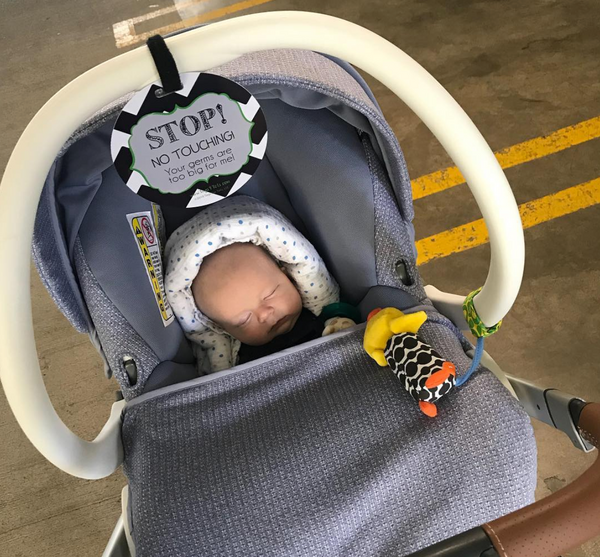 Stop No Touching Boy Car Seat Sign Tag