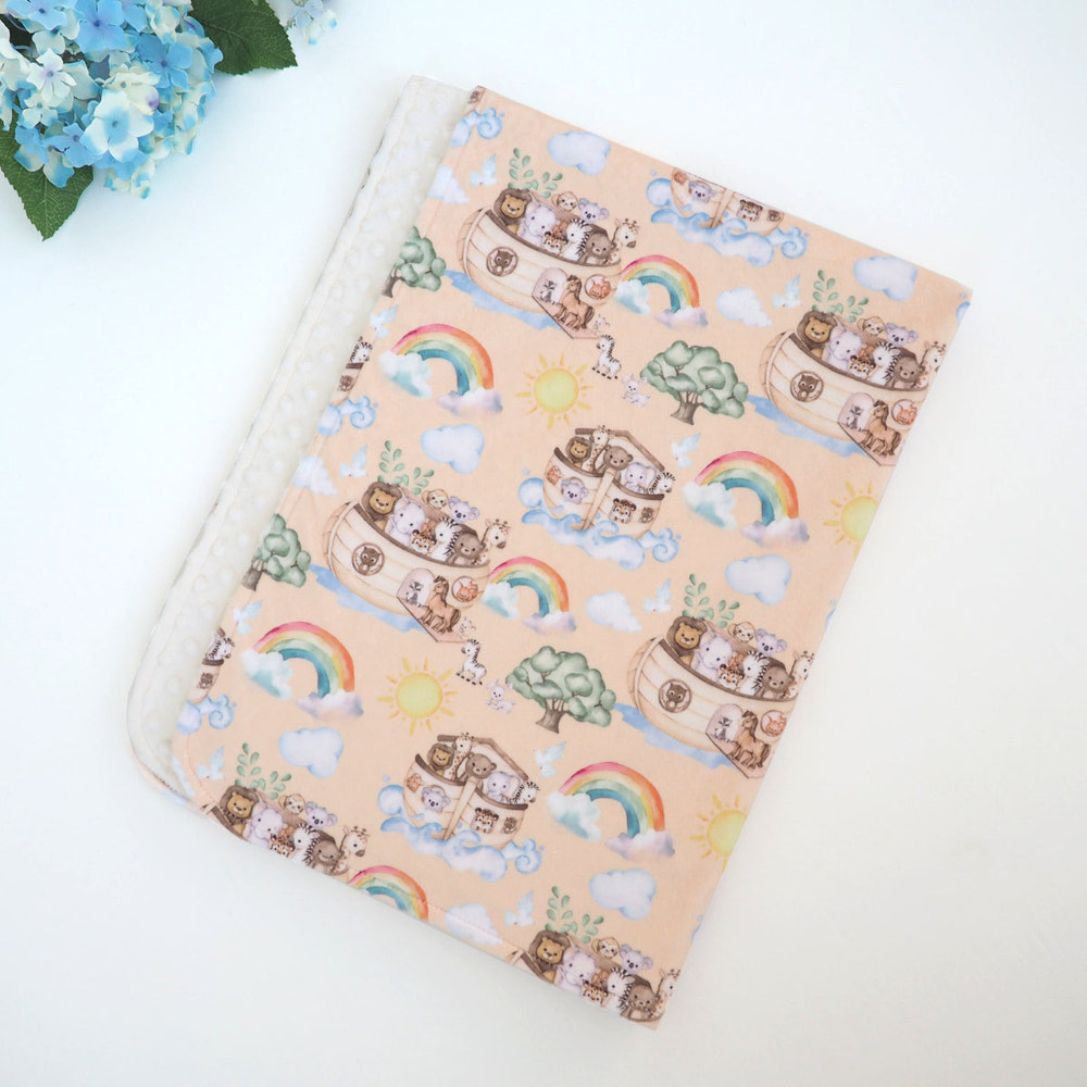 Minky Baby Blanket Noah's Ark