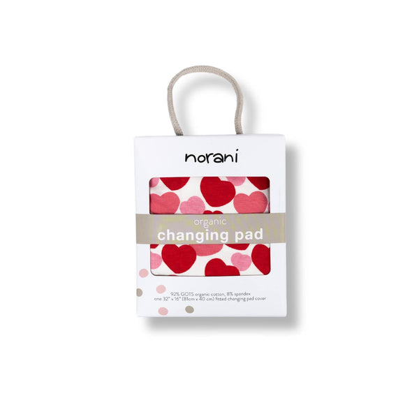 Organic Changing Pad Cover - Red & Pink Hearts