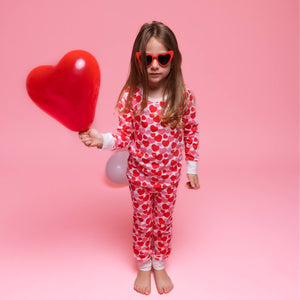 Organic Kids Pajamas - Red & Pink Hearts