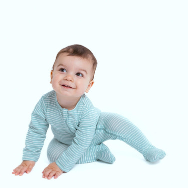 Organic Footie - Green Stripes