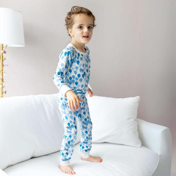 Organic Kids Pajamas - Blue Balloons