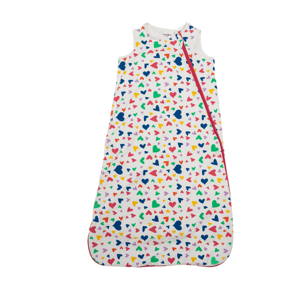 One & Done Sleep Sack - Colorful Hearts - Organic Cotton for Newborns