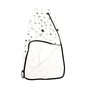 One & Done Sleep Sack featuring stars, angle view showcasing cozy design for safe sleep.