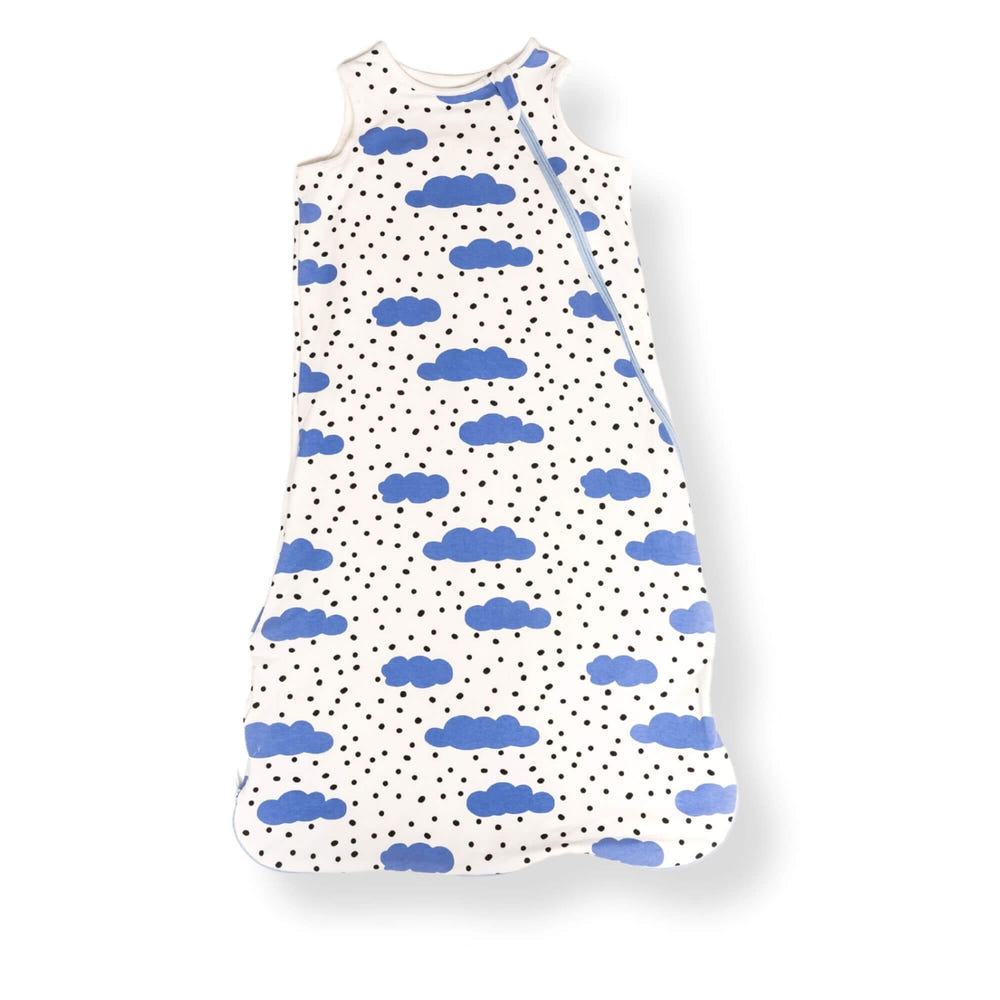 One & Done Sleep Sack in Blue Clouds for infants, ensuring safe and cozy sleep.
