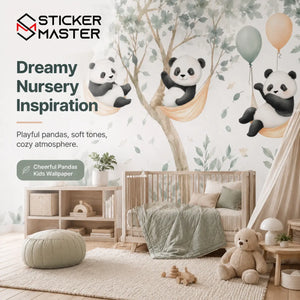 Cheerful Pandas Kids Wallpaper by Sticker Master