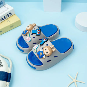 Kids EVA Slippers – Blue & Black (Ages 2–10)