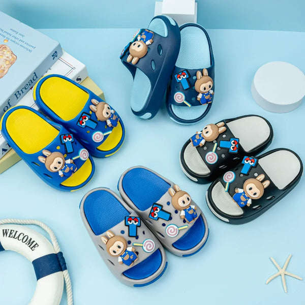 Kids EVA Slippers – Blue & Black (Ages 2–10)