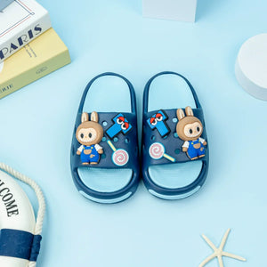Kids EVA Slippers – Blue & Black (Ages 2–10)