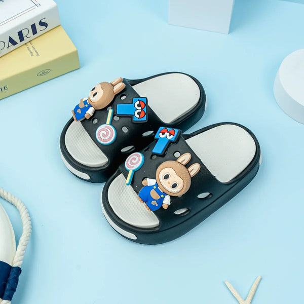 Kids EVA Slippers – Blue & Black (Ages 2–10)