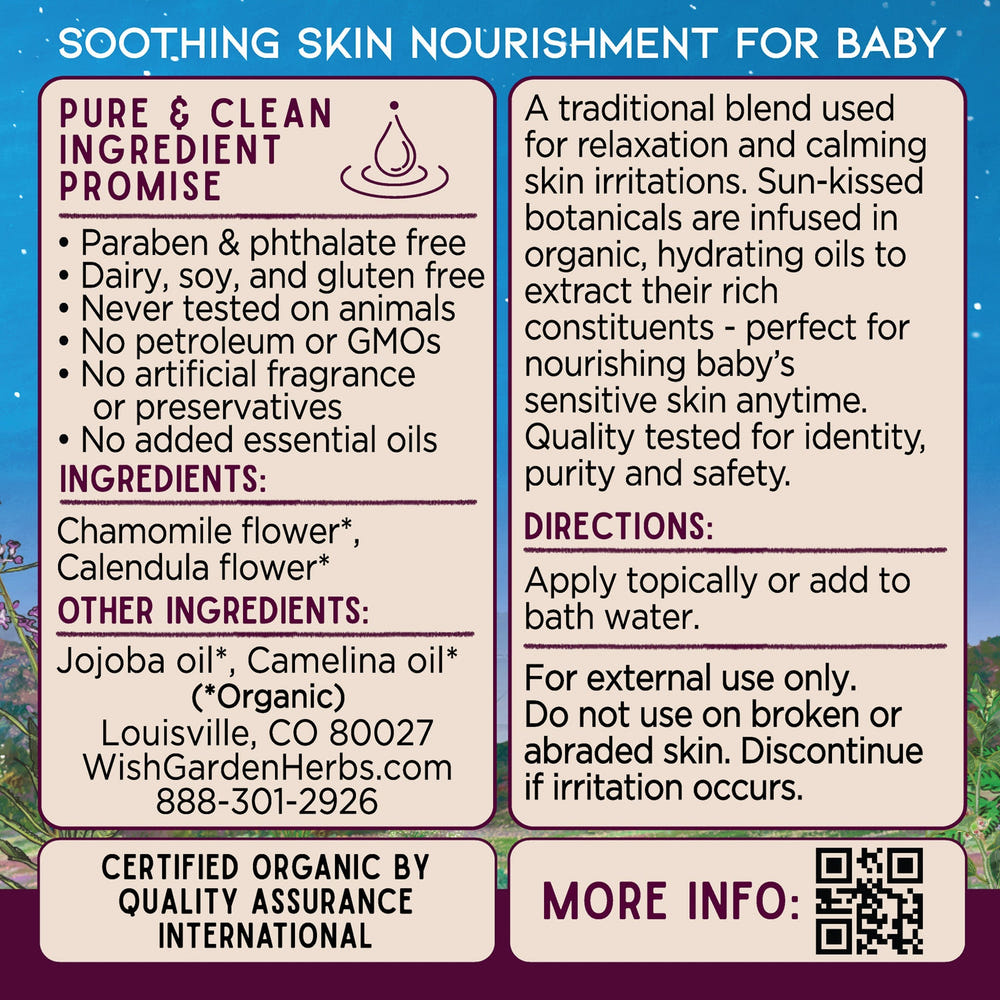 Oh Baby! Chamomile Oil for gentle baby skincare, soothing and nourishing delicate skin.