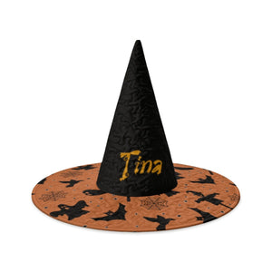 Personalized Halloween Witch Hat with Custom Name – Flying Witches Pattern Costume Hat for Adults & Teens
