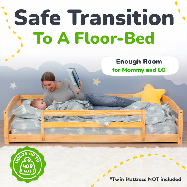 Twin Montessori-Inspired Floor Bed with Guardrails
