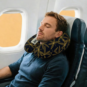 Personalized Gold Botanical Leaf Travel Neck Pillow | Custom Name Gift