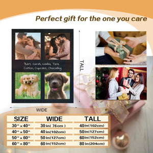 Personalized Photo Collage Blanket with Names — Custom Throw with 4 Photos, Unique Gift for Family, Couples, Pets & Memorials