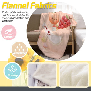 Personalized Kawaii Fruit Blanket | Custom Name Gift Kawaii Throw | Peach, Grapes, Strawberry