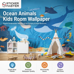 Ocean Animals Kids Room Wallpaper Mural by Sticker Master