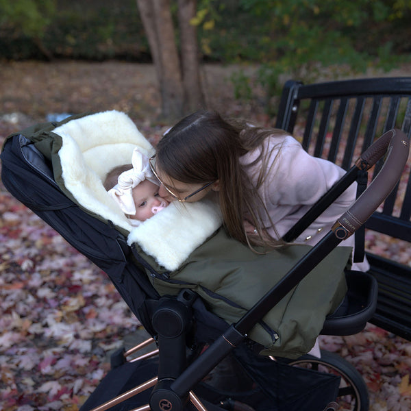 Olive Organic Wool Adjustable Footmuff