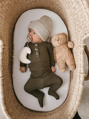 Newborn Boy Outfit Set - Olive Green | Baby Boy Coming Home Outfit