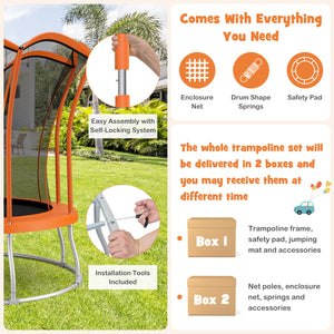 10-foot flower-shaped trampoline with galvanized steel frame, perfect for outdoor fun and playtime for kids.