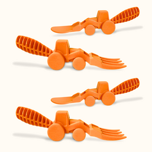 Tractor utensils set for babies, 2 pack, perfect for feeding and nursing, shown from angle 3.
