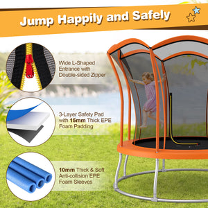 8 Feet Outdoor Unique Flower Shape Trampoline with Enclosure Net