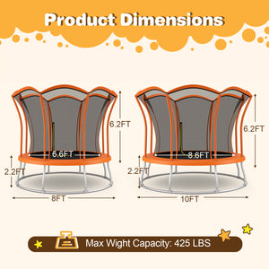 8 Feet Outdoor Unique Flower Shape Trampoline with Enclosure Net