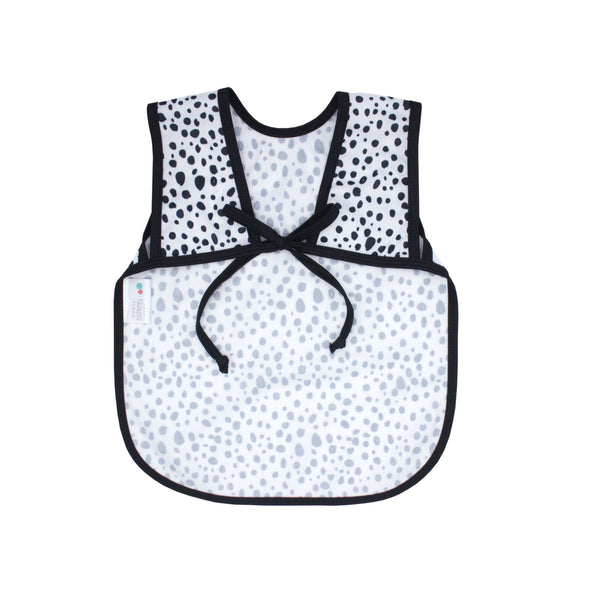 Organic Dot Bapron for babies, stylish and functional, shown from angle 6. Perfect for mealtime messes.