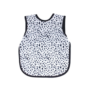 Organic Dot Bapron for babies, angle 3 view showcasing its stylish design and eco-friendly fabric.