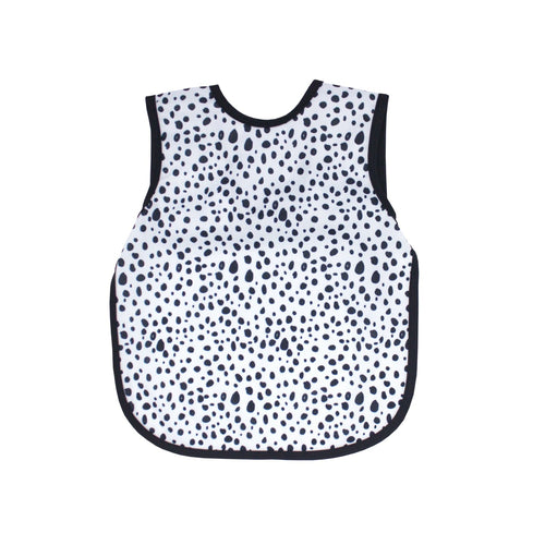 Organic Dot Bapron for babies, angle 3 view showcasing its stylish design and eco-friendly fabric.