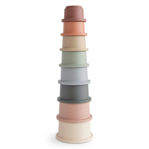 Mushie Stacking Cups Toy colorful round tower for baby play