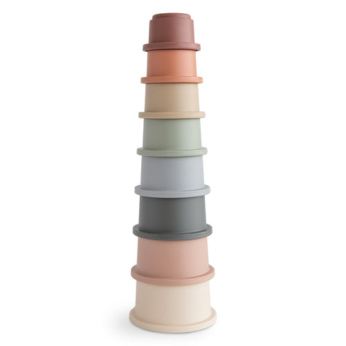 Mushie Stacking Cups Toy colorful round tower for baby play