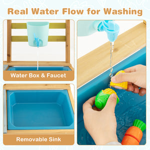 Outdoor Kids Mud Kitchen with Faucet and Water Box - Realistic