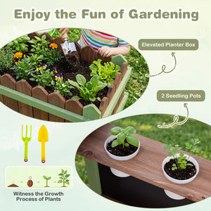 Wooden Mud Farm Playset with Planter Box Lockable Yard and Faucet for 3+ Kids